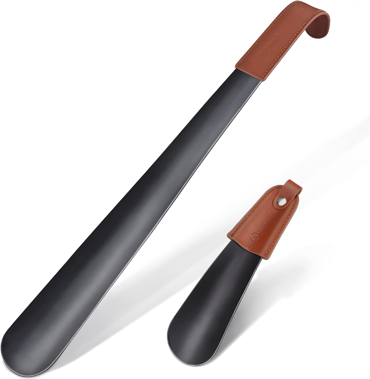 ZOMAKE Metal Shoe Horn 2Pcs,42cm Shoehorn Long Handled Lazy Shoe Helper
