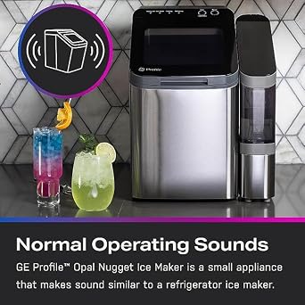 GE Profile Opal 1.0 Nugget Ice Maker with Cleaning Supplies Kit for Countertop Pebble Ice Maker | Portable Ice Machine Makes up to 34 lbs. of Ice Per Day | Stainless Steel Finish Bundle