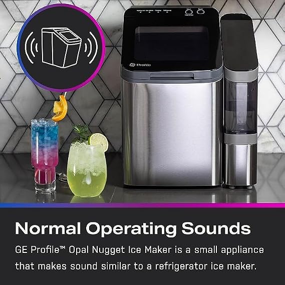GE Profile Opal 1.0 Nugget Ice Maker with Cleaning Supplies Kit for Countertop Pebble Ice Maker | Portable Ice Machine Makes up to 34 lbs. of Ice Per Day | Stainless Steel Finish Bundle