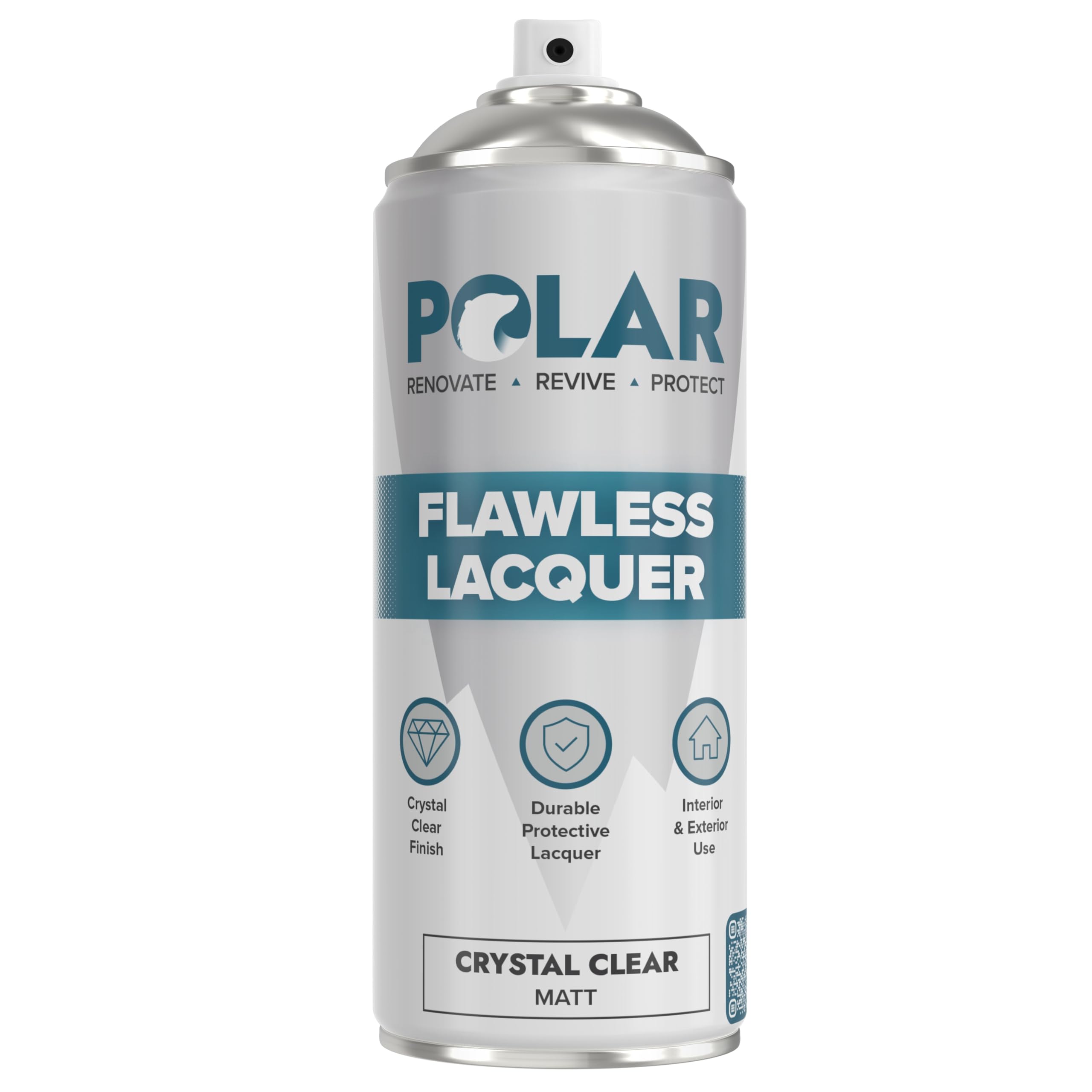Polar Flawless Clear Lacquer Spray - 400ml - Matt Finish - Non-Yellowing & Scratch Resistant - Interior & Exterior Surfaces for Wood, Metal, Plastics, Glass & Ceramics
