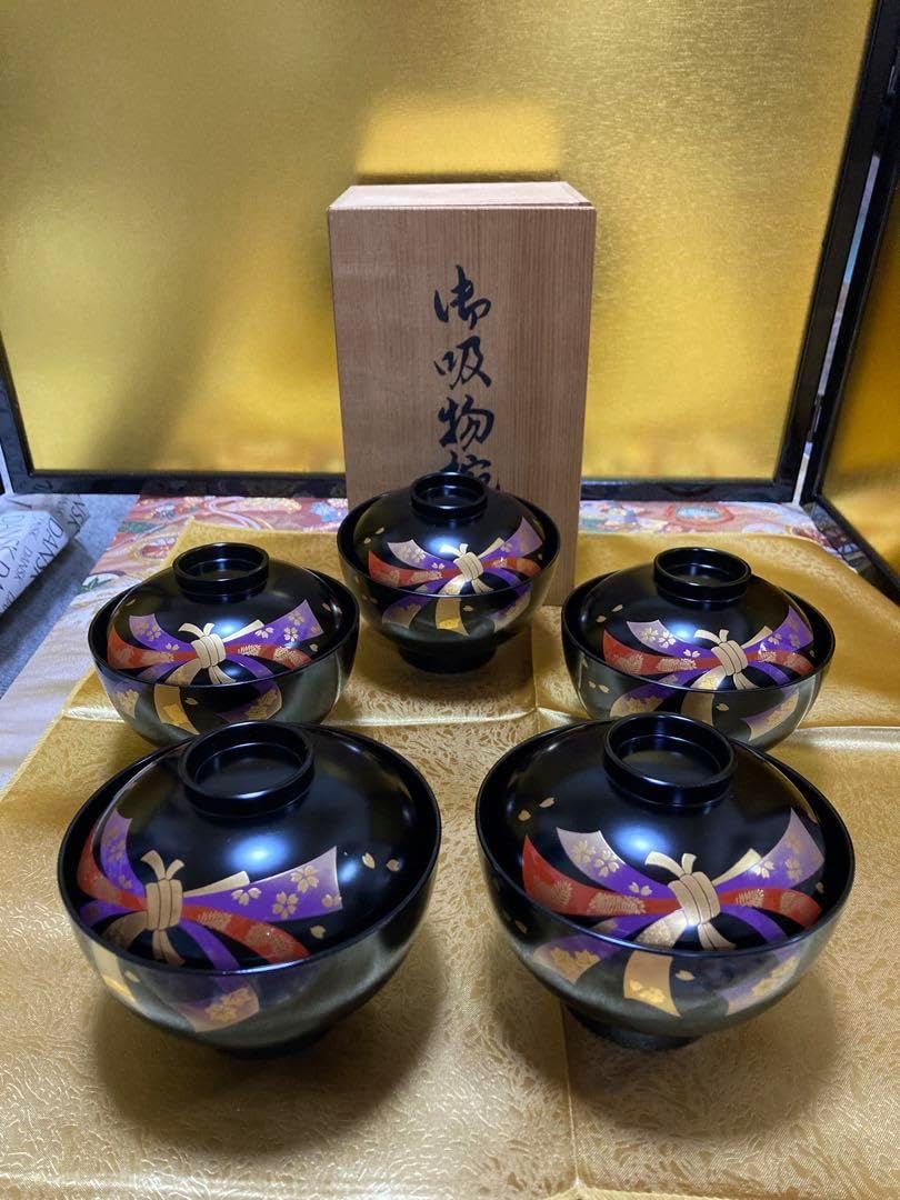 茶道具 / 懐石　小吸い物　箸洗 天然木漆塗り5客 茶道具 / 懐石 小吸い物 箸洗 天然木漆塗り5客