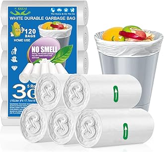 OKKEAI 3 Gallon Small Trash Bags 120 Counts White Garbage Bags Small Bathroom Trash Can Bags 10L Wastebasket Liners for Home Office Kitchen,White fit 10L -15 Can