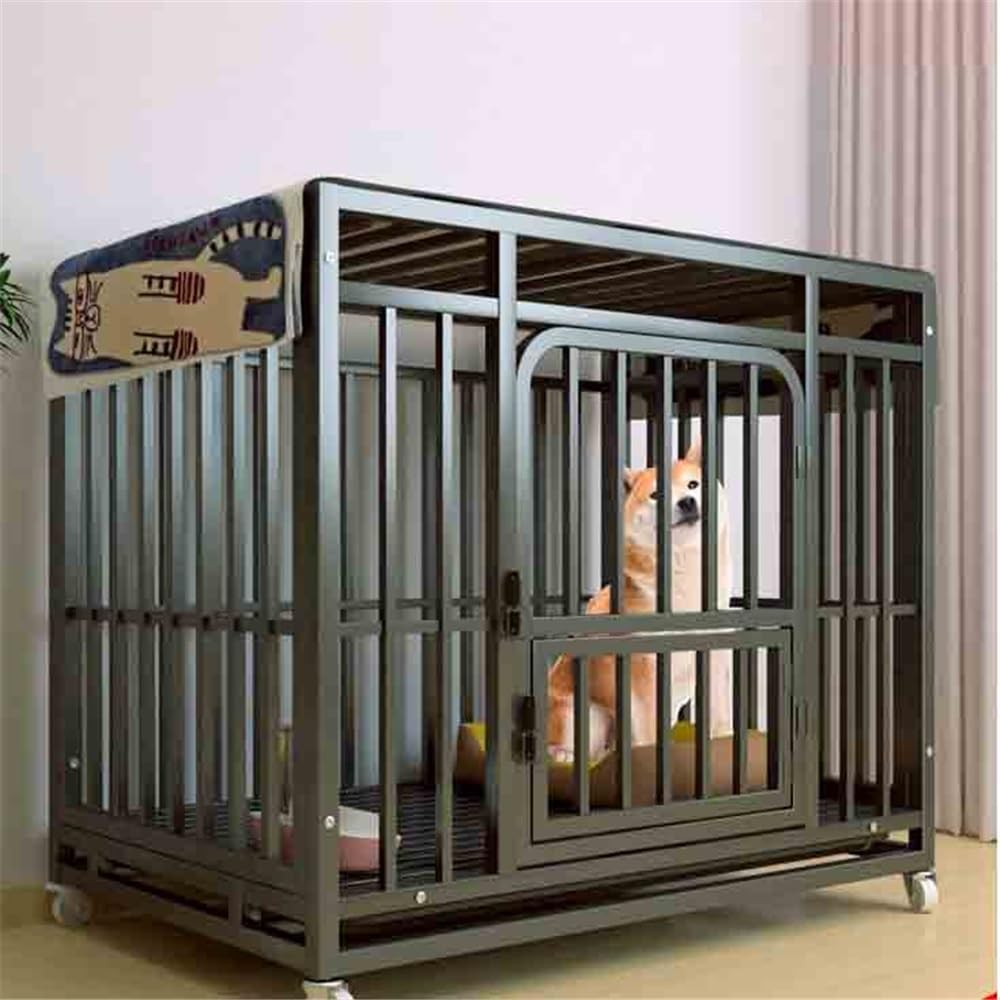 Gabbia per cani Trasportino for cani di medie dimensioni con base in tubo quadrato nero, vassoio for uso domestico Per uso domestico