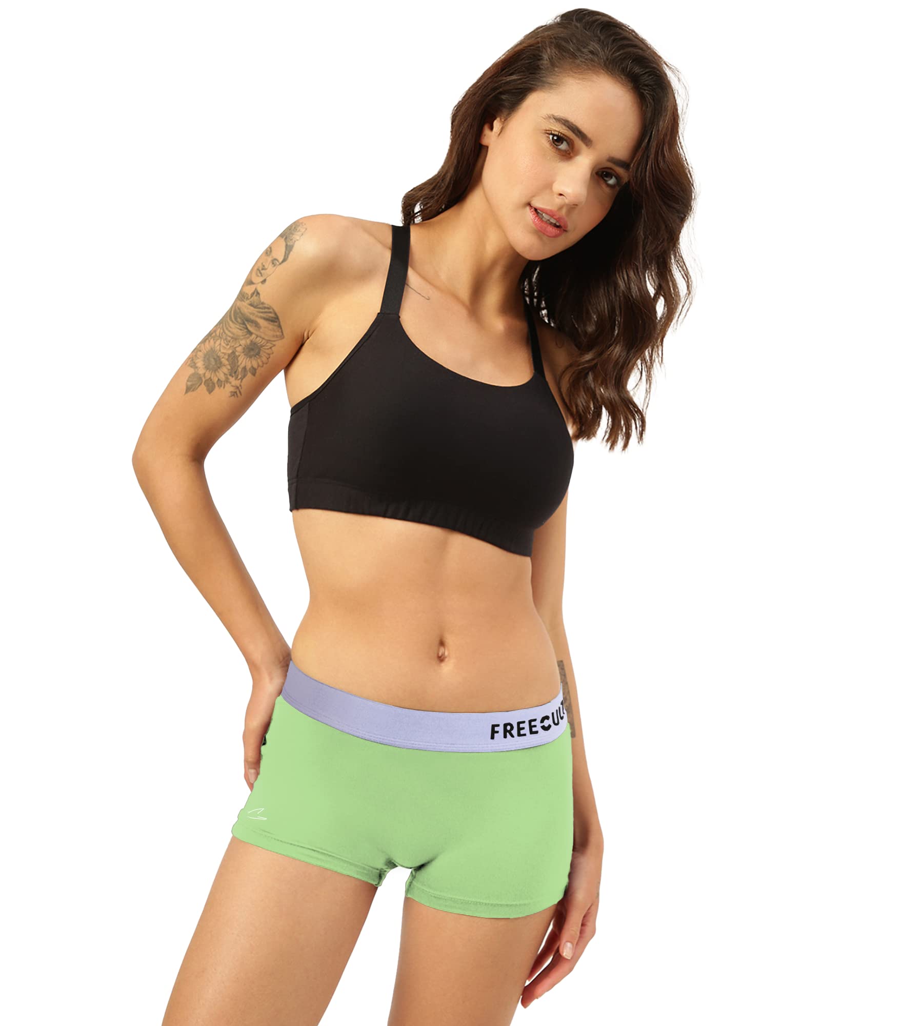 FREECULTR Women's Underwear Antibacterial Micromodal Airsoft Silverfox Waistband | Boy Short - Non-Itch, No Chafing, Sweat-Proof Comfort Size M Pack of 1-Zesty Lime