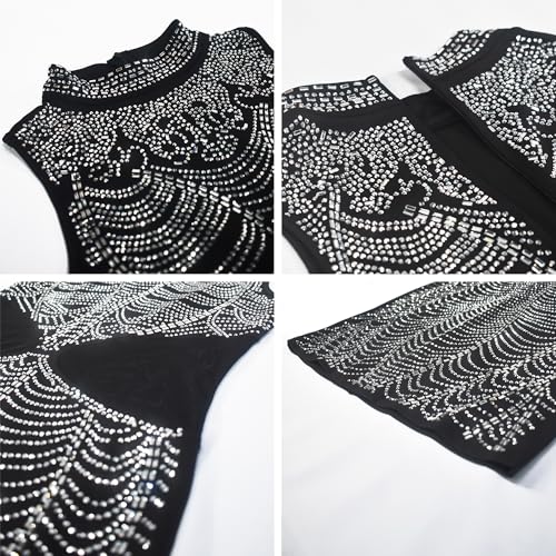 Image of PORRCEY Women's Sexy Rhinestone Mesh See Through Party Night Prom Dress