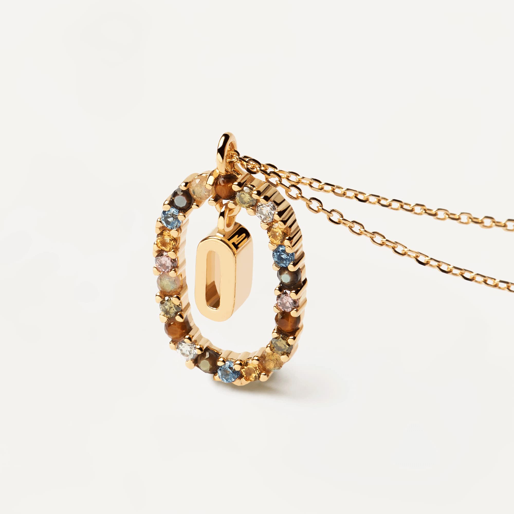 P D PAOLA - Collana Lettera O - Argento Sterling 925 placcato oro 18k - Gioielli da donna, Estándar, Oro, Nessuna pietra preziosa