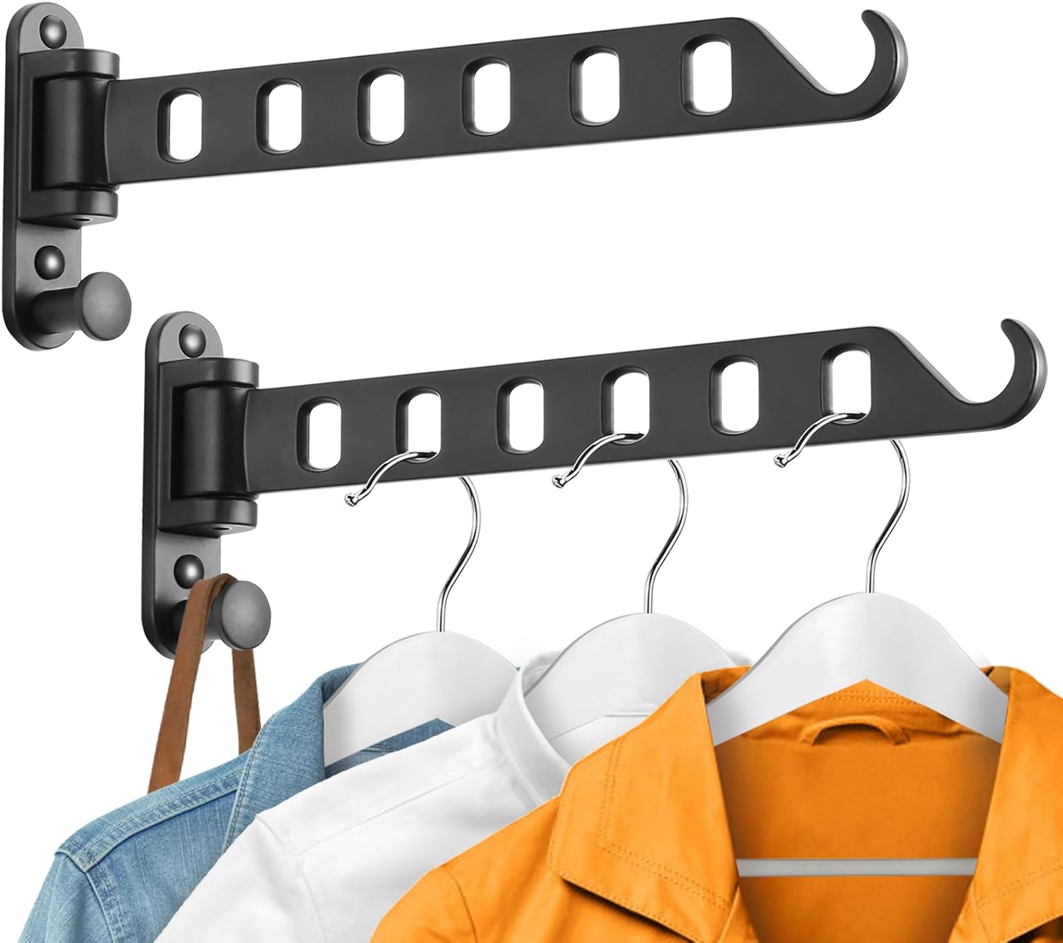 Wallmounted clothes hanger with swing arm for laundry drying
