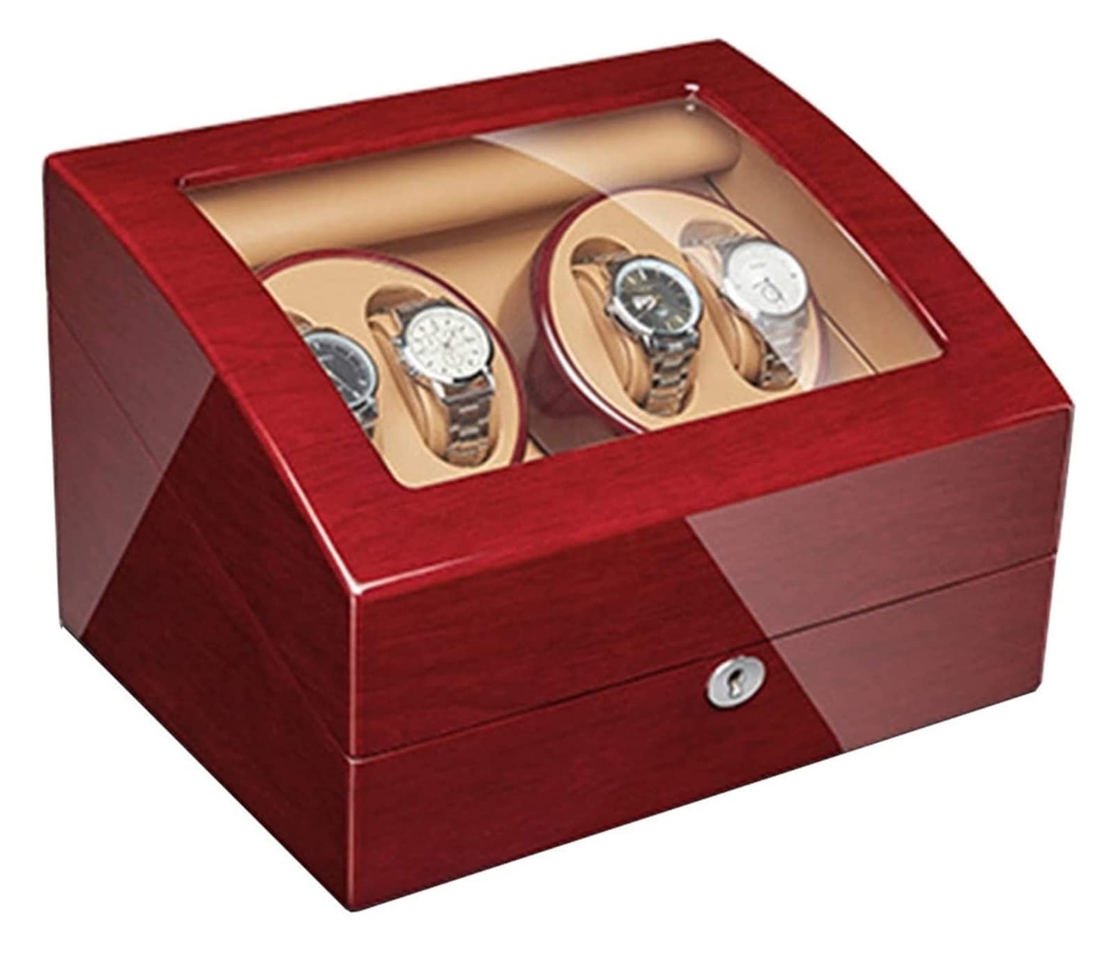 CGCSYZ Automatic Watch Winder Box 4+6 Wood Shell Piano Paint Exterior Quiet Motor For Man Women Watches Flexible Watch Pillows Accessories (A)