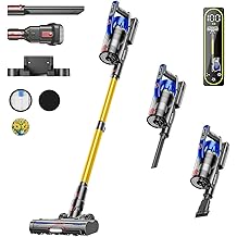 Cordless Vacuum Cleaner, 650W 55KPA 70Mins Vacuum Cleaners for Home, Self-Standing Stick Vacuum with Removable Battery, Wall Mount Charging, Anti-Tangle Roller Brush for Pet Hair, Carpet, All Floors