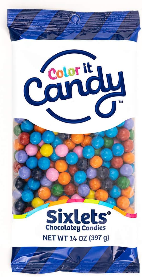 Color It CandyTie Dye Mix Sixlets 14 Oz Peg Bag - Perfect for Table Centerpieces, Weddings, Birthdays, Candy Buffets, & Party Favors.