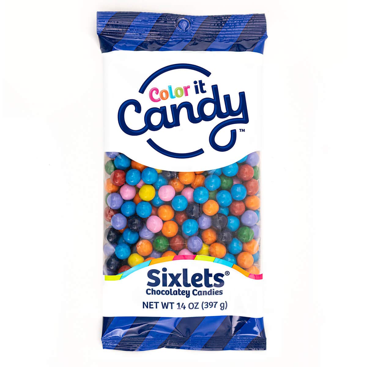 Color It CandyTie Dye Mix Sixlets 14 Oz Peg Bag - Perfect for Table Centerpieces, Weddings, Birthdays, Candy Buffets, & Party Favors.