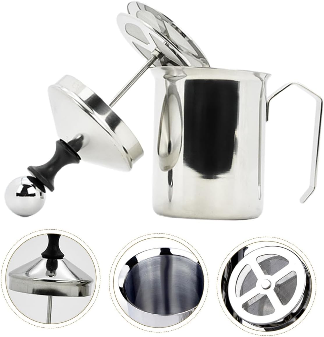 Ciieeo Handheld Milk Frother Manual Milk Foamer Latte Maker Kitchen Appliances Stainless Steel
