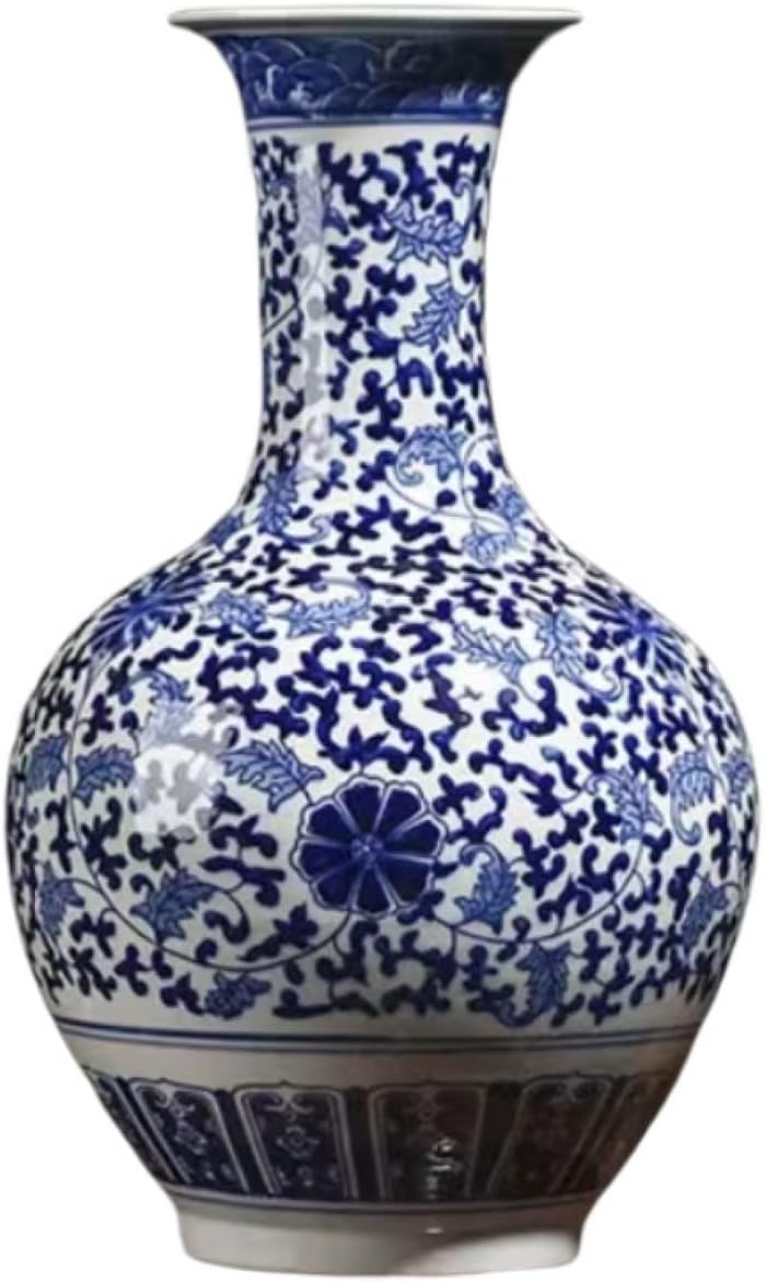 Bzgpmfud One Color Vase Desktop Decorative Classic Ceramic Vases For Art Home Decoration Chinese Retro Porcelain With Peony Painting 36×23Cm