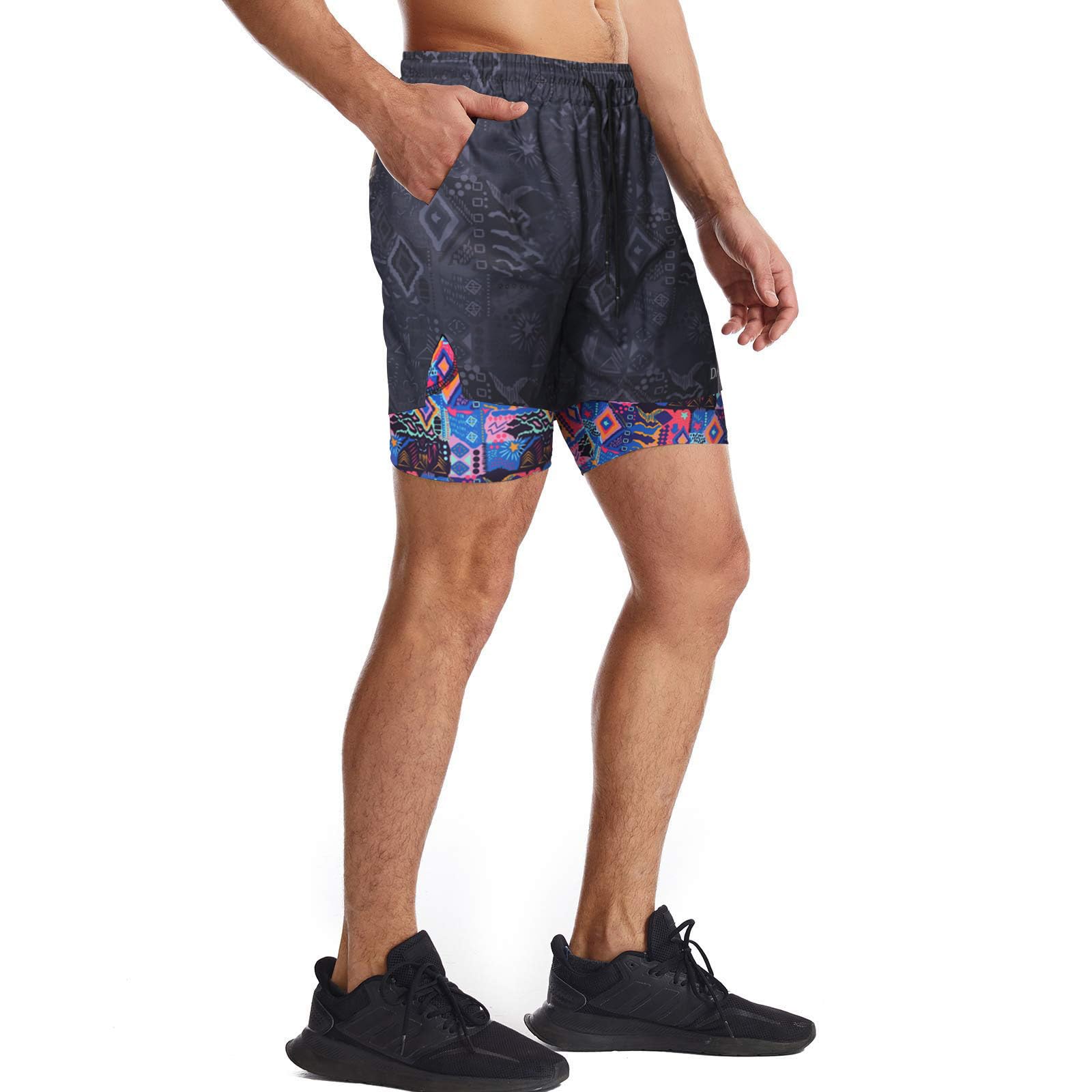 Danfiki Pantaloncini Sportivi da Uomo Running Shorts Asciugatura Rapida con Tasca per Jogging Tennis Fitness Allenamento 2 in 1