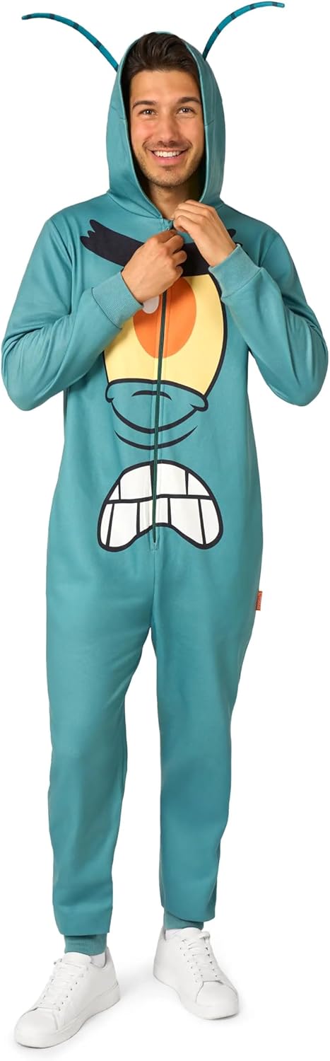 Opposuits Adult Spongebob Onesie - Nickelodeon One-piece Pajamas - Loose Fit - Including Pockets - Yellow