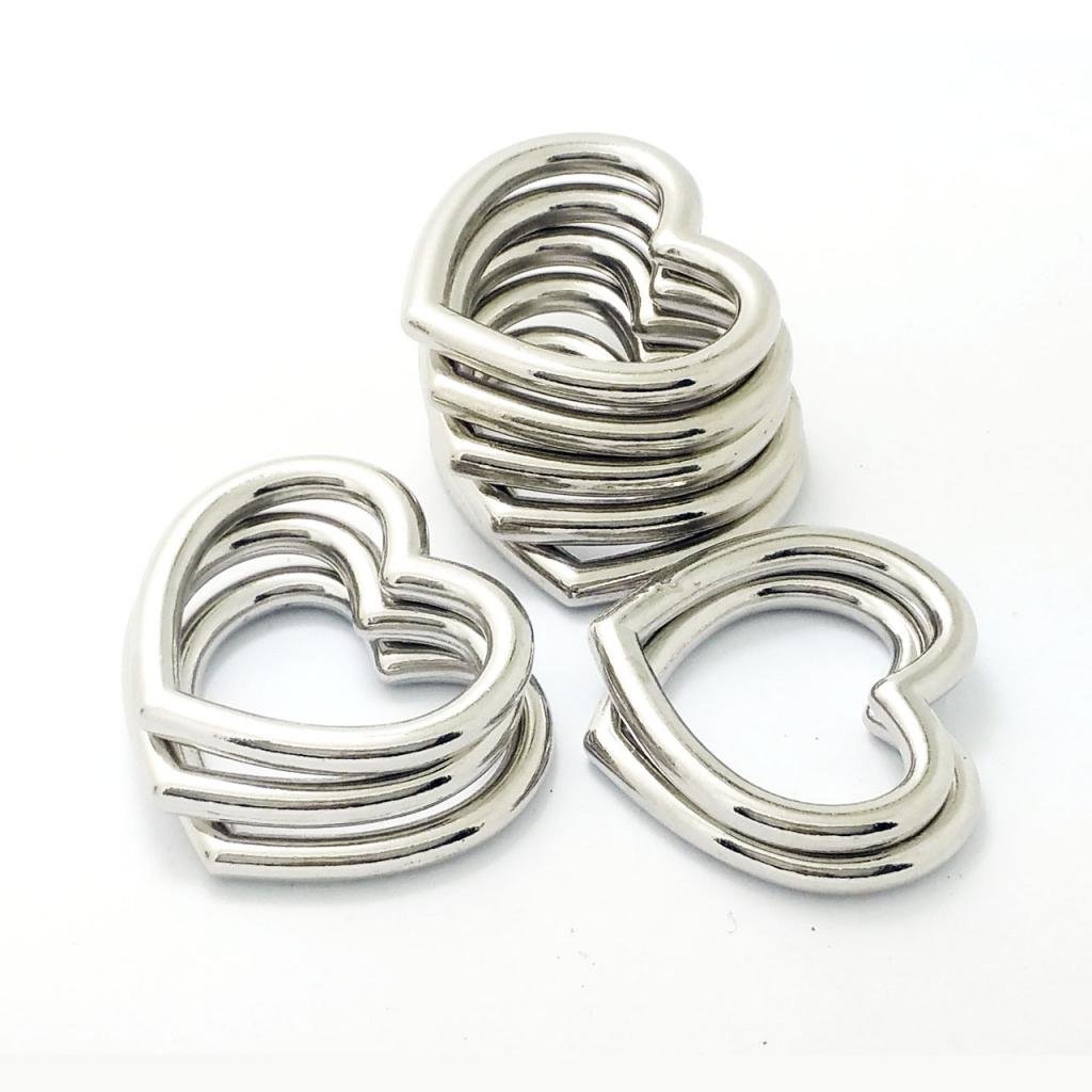 Dovewill 10 Pieces Heart Shape Metal Craft Ring Buckle for Belts Bags Strap Shoes Silver