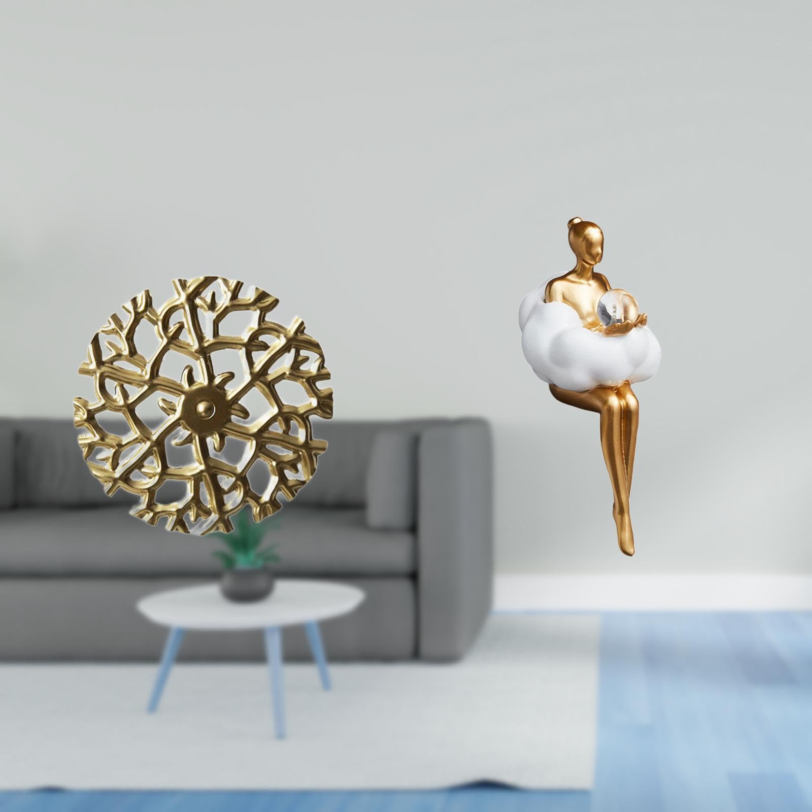 Enakshi® Rustic Scenic Iron Wall Art Sculpture Plaque with Abstract Cloud Girl Figurine Creative Resin Character Statue for Office Living Room Decor|Home & Garden | Home Decor | Figurines-image-27