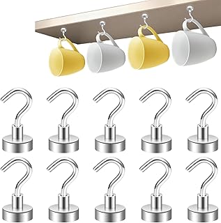 10 Pack of Magnetic Hooks, 30lbs+ Magnet Hook, Heavy Duty Strong Refrigerator Fridge Hanging for Classroom Kitchen