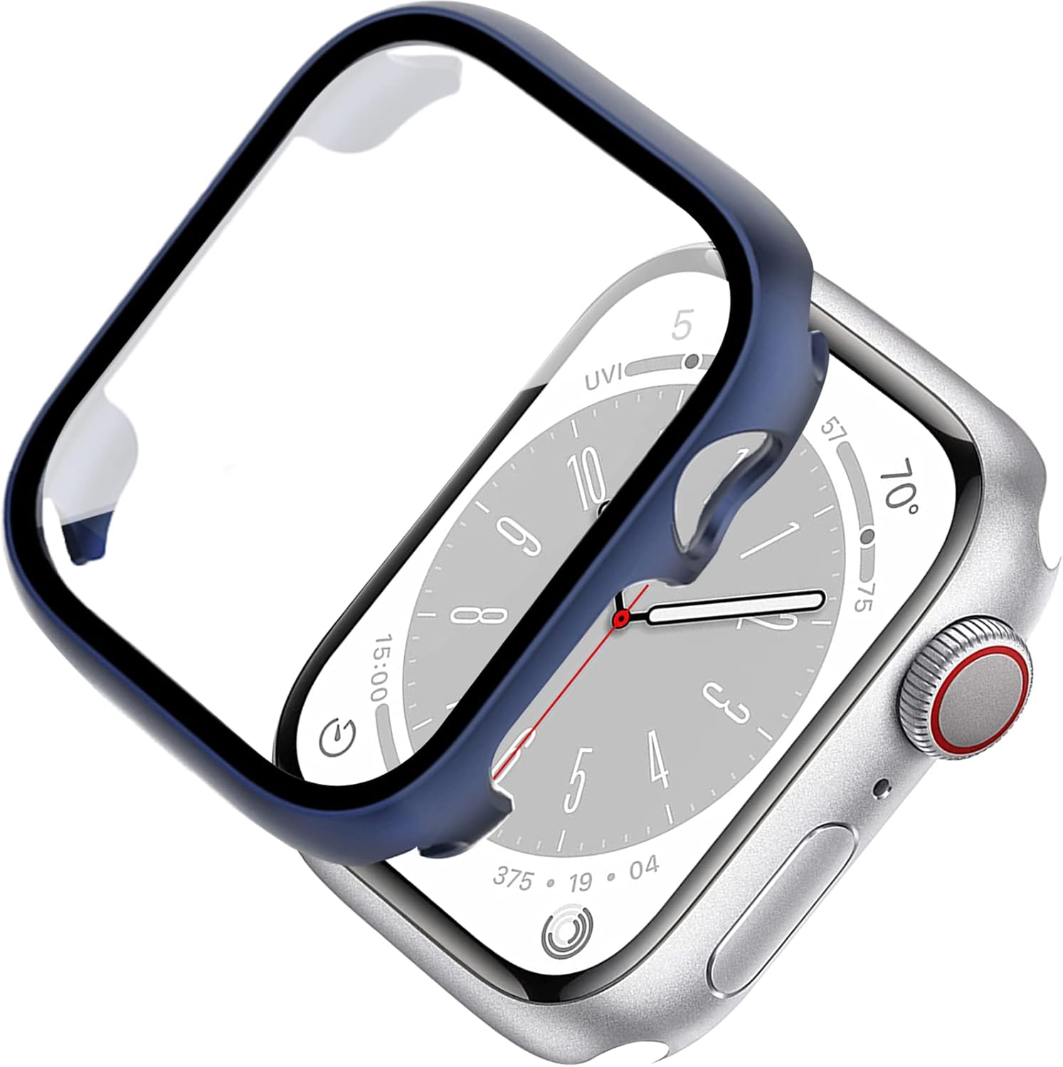 Miimall Case Compatible with Apple Watch Series 9/8/7 41mm Tempered Glass Screen Protector