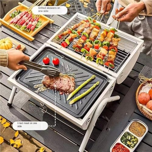 Barbecue portable multifonctionnel noir B avec double face de cuisson