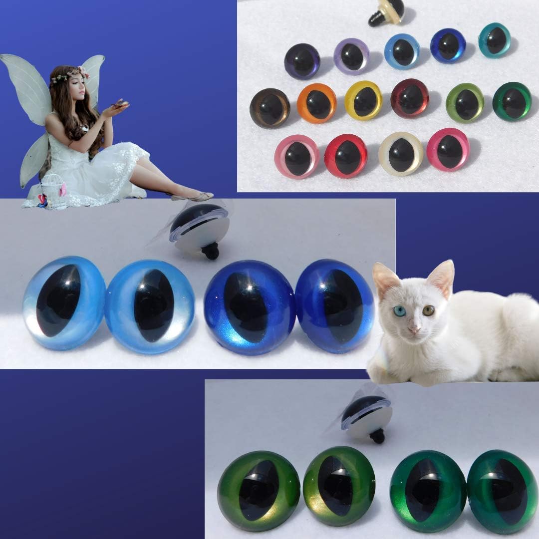 Safety Cat Eyes Hand Painted Iridescent Mix Colors 15 Pair (12mm)