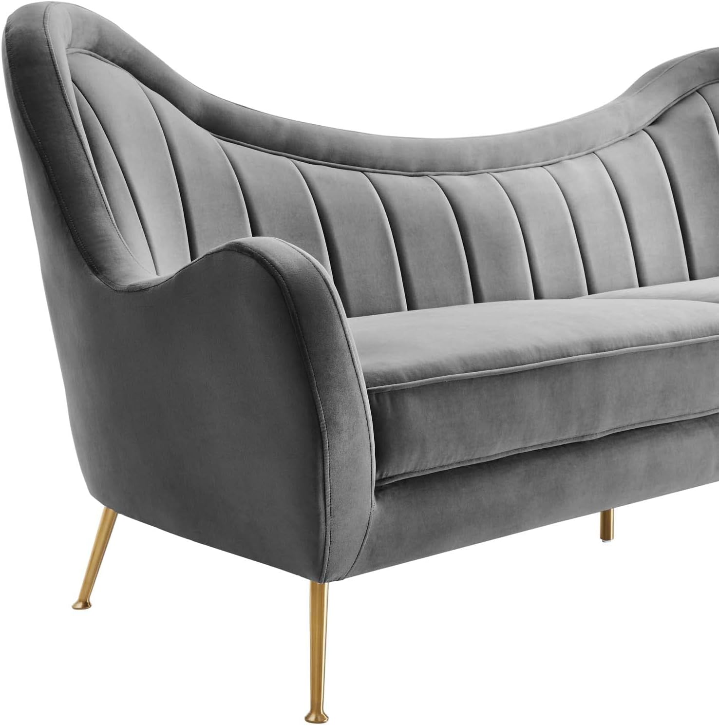 Modway EEI-5874-GRY Cheshire Channel Tufted Performance Velvet Sofa, Gray