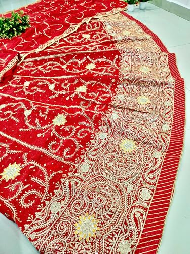 Image of Heavy Embroidery Work Semi Stitched Shimmer Silk Rajputi Poshak For Women Rajasthani Lehenga Choli