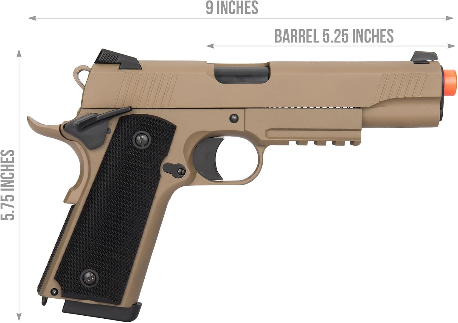 M1911 CQB Tactical Gas Blowback GBB Airsoft Pistol - TAN