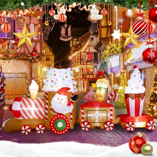 YOUBET 11Ft Christmas Train Inflatables - Christmas Inflatable Decorations with