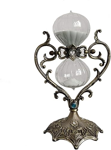 Hourglass,Antique Sand Clock,Antique ClockVintage Metal Hourglass 360 Rotating Large Brass-Tone SandglassTimer Education Creative Toy Office Home