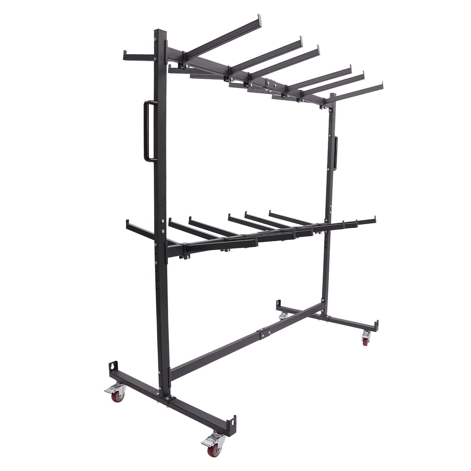 Folding Chair Rack Heavy Duty Table Trolley Desk Trolley 4 Universal Wheels(All with Brakes) Black Folding Chair cart for School Classroom, Hotel Meeting Room, Hotel Meeting Room, 84 Chair Capacity