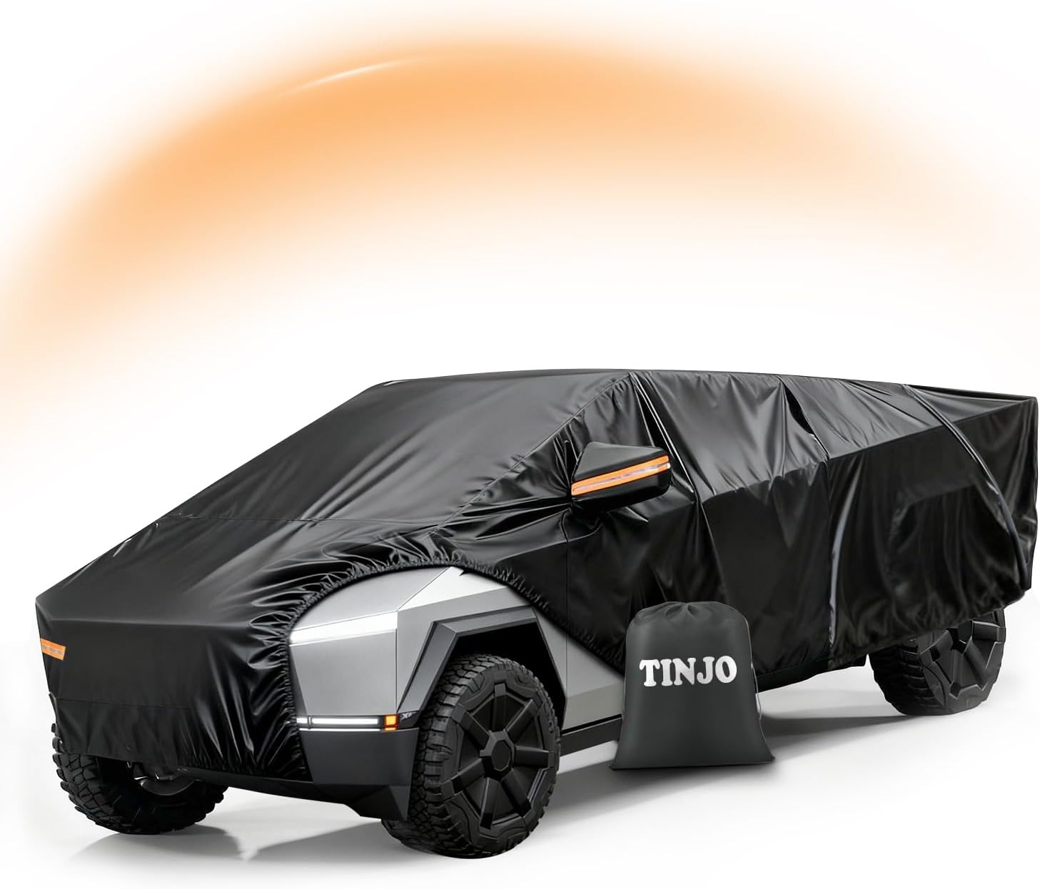 Car Covers Fit for 2024 2025 Tesla Cybertruck, 6 Layers 210T Windproof Dustproof & UV Waterproof Car Cover Accessories for Cybertruck with Zipper Door, Proof All Weather Protection Reflective Strips