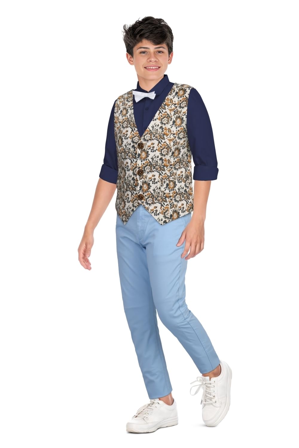 Allen Solly Boys Blue Print Regular Fit Waistcoat 3