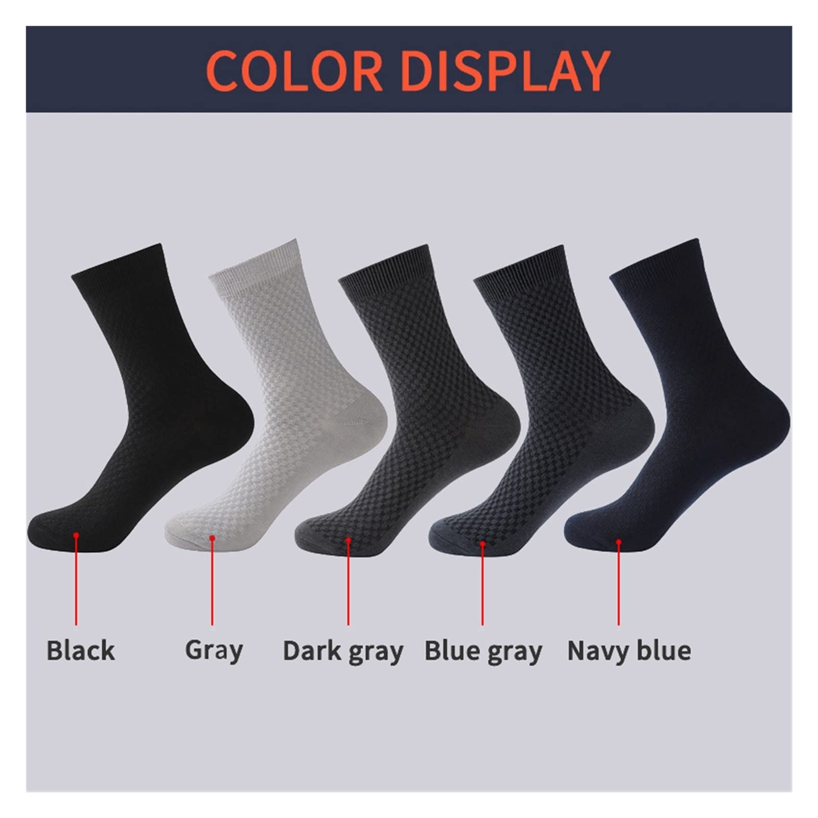 5 pary męskich skarpetów pończochy czarny biznes dorywczo jesieni i zimowe męskie skarpetki (Color : 7, Size : 37-43)