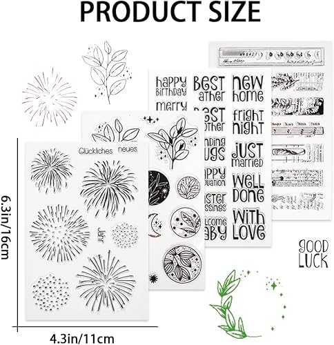 Miniatura 2 de 4 temas, 45 sellos transparentes, sello retro de goma transparente, sellos de silicona transparente para manualidades, álbumes de recortes,