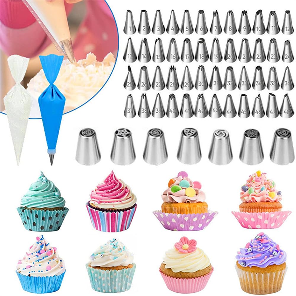 Kit De DecoracióN De Pasteles Con Base Giratoria, Moldes Antiadherentes, Boquillas De ReposteríA, Raspadores Y Moldes De Silicona Para Cupcakes, Para Principiantes Y Reposteros Caseros 512PCS