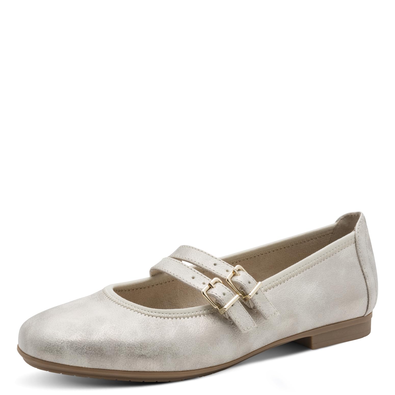 Jana Women's Damen Ballerina Strap Vegan 8-22177-44 Ballet Flat, Beige Gold, 7.5 UK
