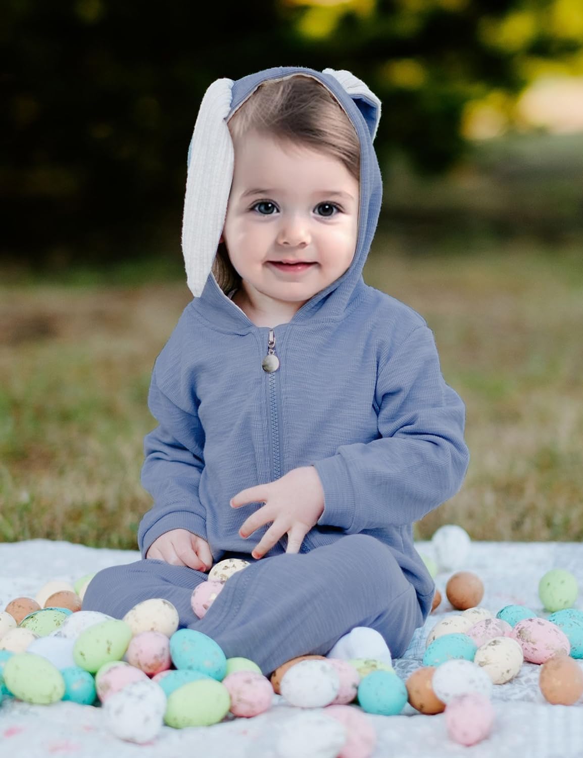 AGQT Babys Bunny Costume One Piece 3D Rabbit Ear Easter Halloween Costume Size 0-24 Months - Image 2