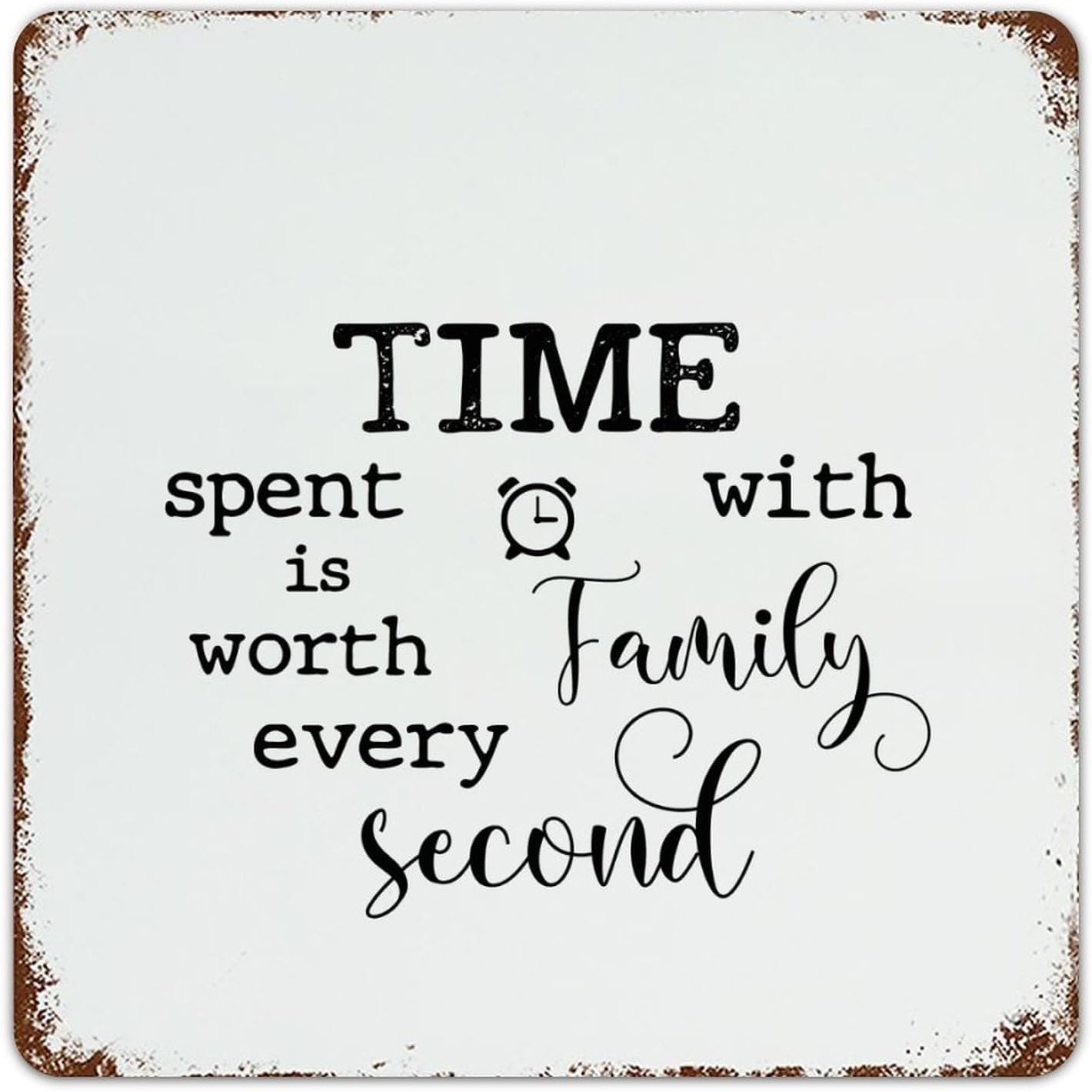 Autravelco Time Spent with Family Is Worth Every Second Rustic Metal Sign Custom Dorm Signs Wall Decorations Aluminum Metal Sign for Pubs Club Lounge Garden 12x18 Inch