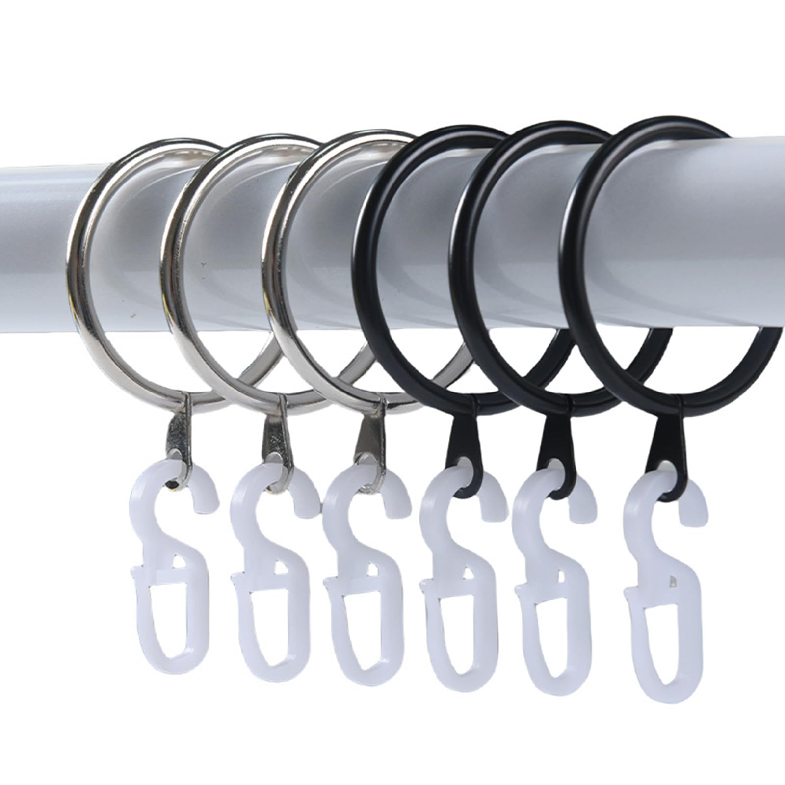 Lot de 100 anneaux de rideaux argentés – Diamètre intérieur de 30 mm – Clips à œillets pour tringles et tringles – Matériel de suspension durable pour rideaux de fenêtre et rideaux