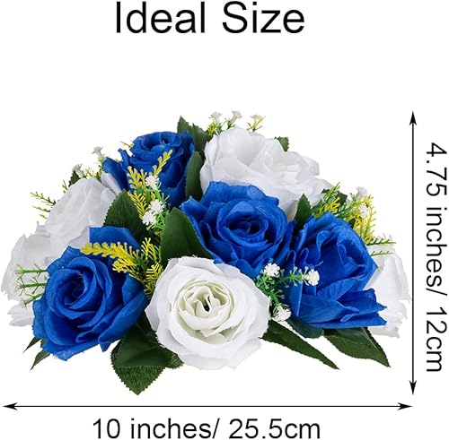 Miniatura 6 de Centros de mesa de flores para mesas de boda decoraciones de mesa de boda, bolas de flores blancas y azules reales, centros de mesa para compromiso,