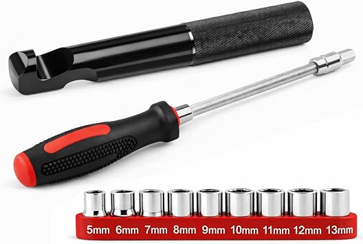 ATV Drive Belt Changing & Removal Tool Kit, Clutch Cover Removal Tool with 5-13mm Sockets Compatible with Polaris RZR 570 800 900 1000 XP XP4 Turbo, Heavy-Duty Steel for Easy Belt Replacement