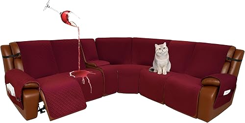 Miniatura 68 de Fundas de sofá seccional reclinable 100% impermeable de terciopelo para sofá seccional en forma de L, juego de fundas de sofá de esquina acolchadas