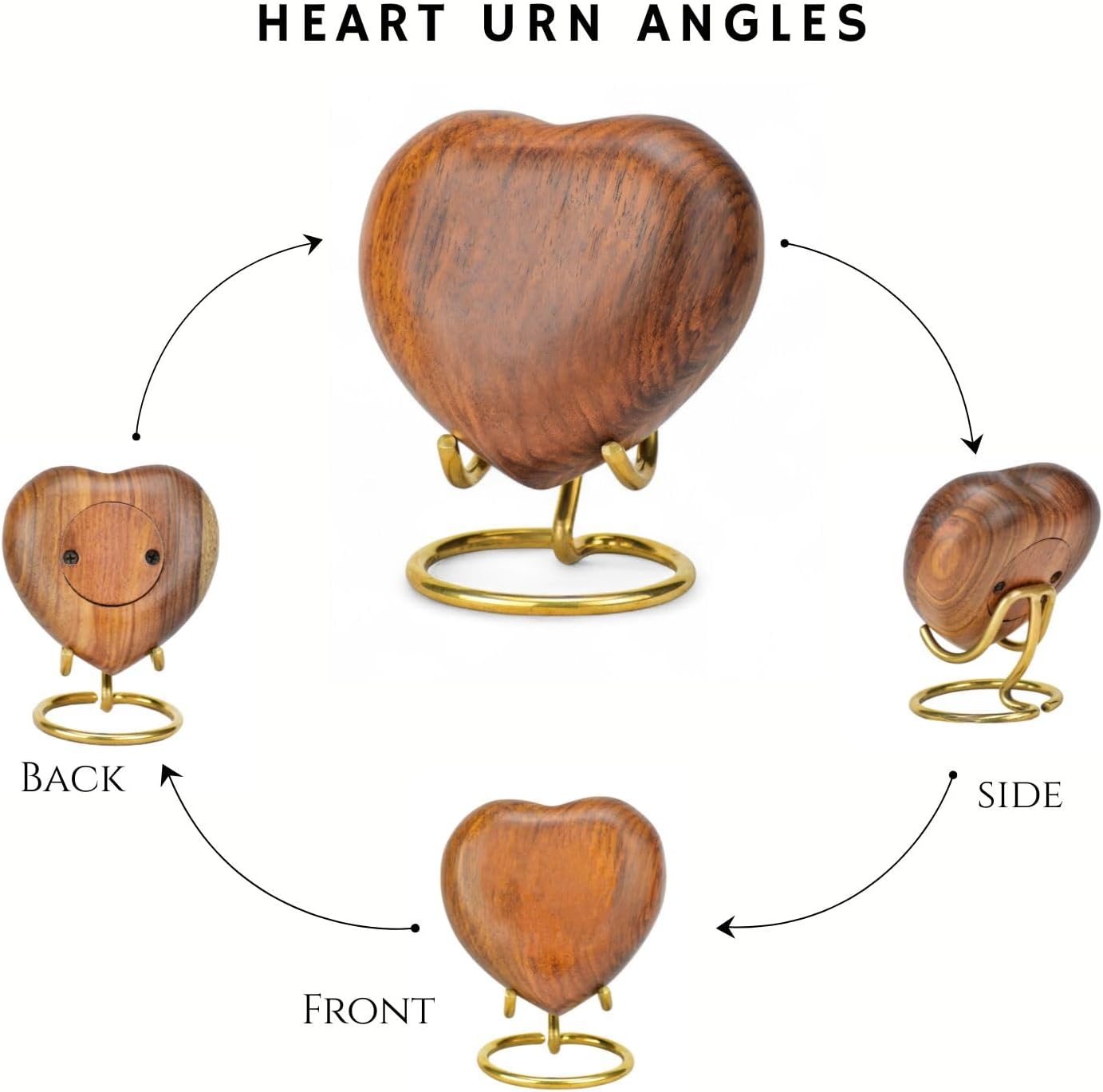 Round Cremation Urns Box for Ashes | Large Burial Funeral Urns for Pets or Human Ashes | Wooden Memorial Keepsake Urns Box for Loved Ones Ashe Storage (Brown Plain) (Keepsake Heart Urn)