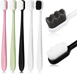 DOERDO 5 Pieces Extra Soft Micro-Nano Manual Toothbrush with 20000 Soft Bristles for Sensitive Gums Adult Kid Children,Protect Fragile Gums(5 colors)