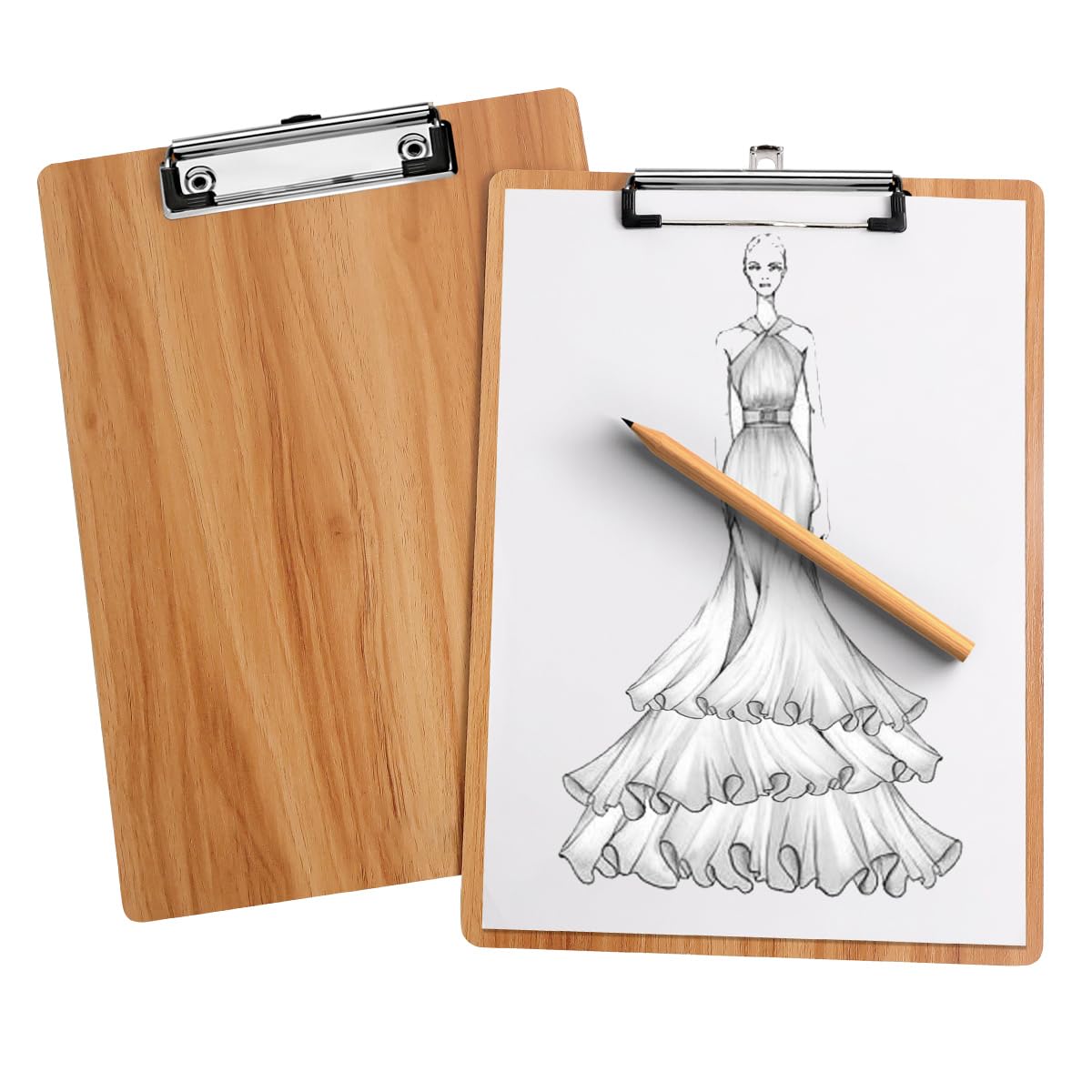 HUAJIE - Confezione da 5 tavolette portablocco in legno con clip a basso profilo, formato A4, formato A4, per ufficio, scuola, scuola