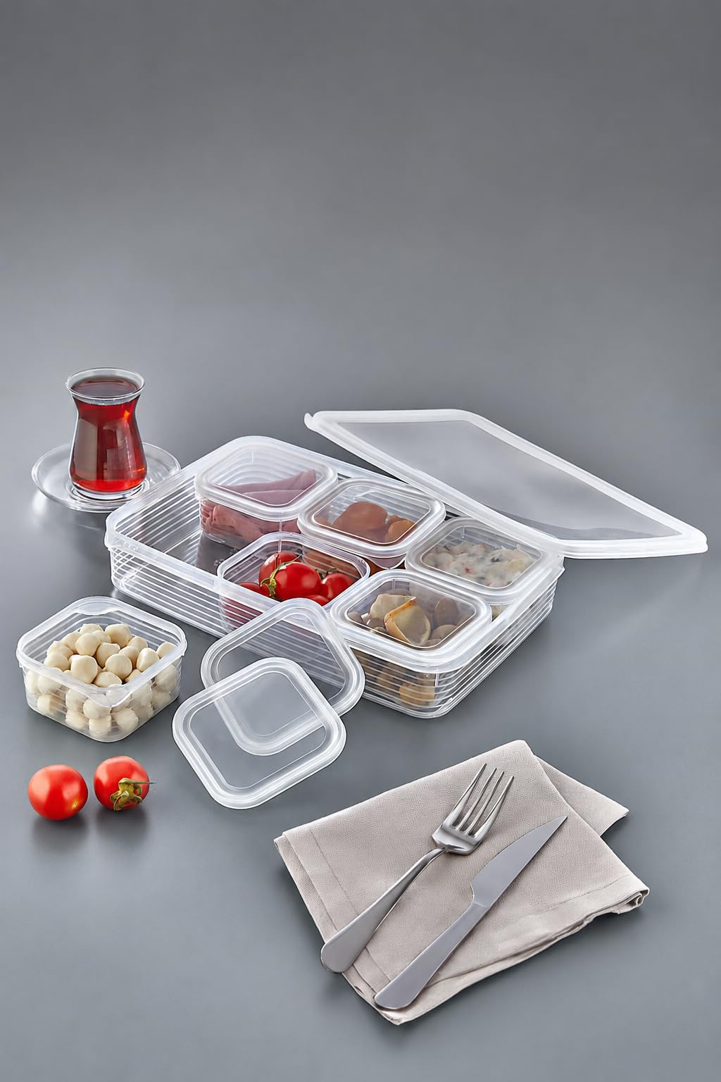 Set di 7 contenitori per la colazione con coperchi sottovuoto, ermetici e a prova di perdite, per formaggio, salsicce, olive e alimenti