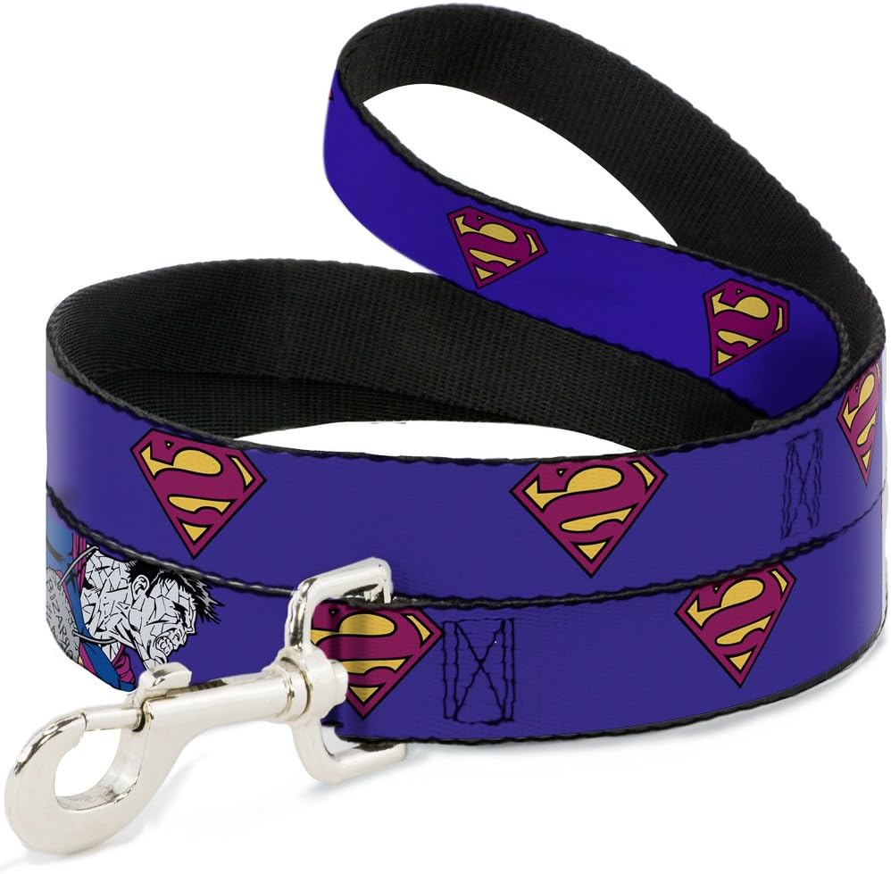 Buckle-Down Dog Leash Superman Shield Blue Available In Different Lengths And Widths For Small Medium Large Dogs and Cats, 6 Feet Long - 1.5" Wide, Multicolor (DL-6FT-WSM001-W)