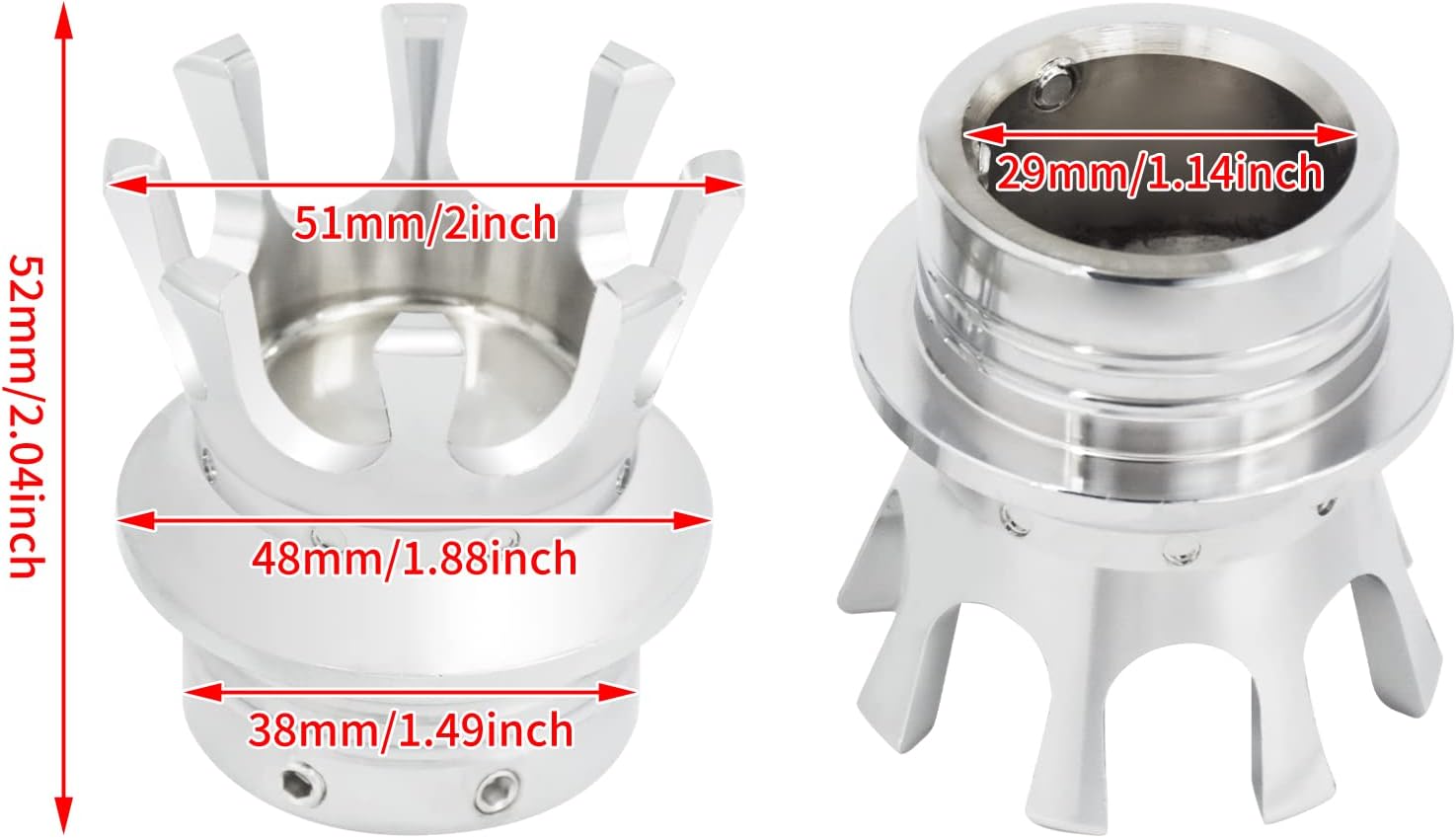 Motorcycle Front Axle Nut Cover Caps Crown Shape Compatible for Harley Softail Dyna Sportster Touring Road King Electra Street Glide 2002-2020 (Color:Chrome)