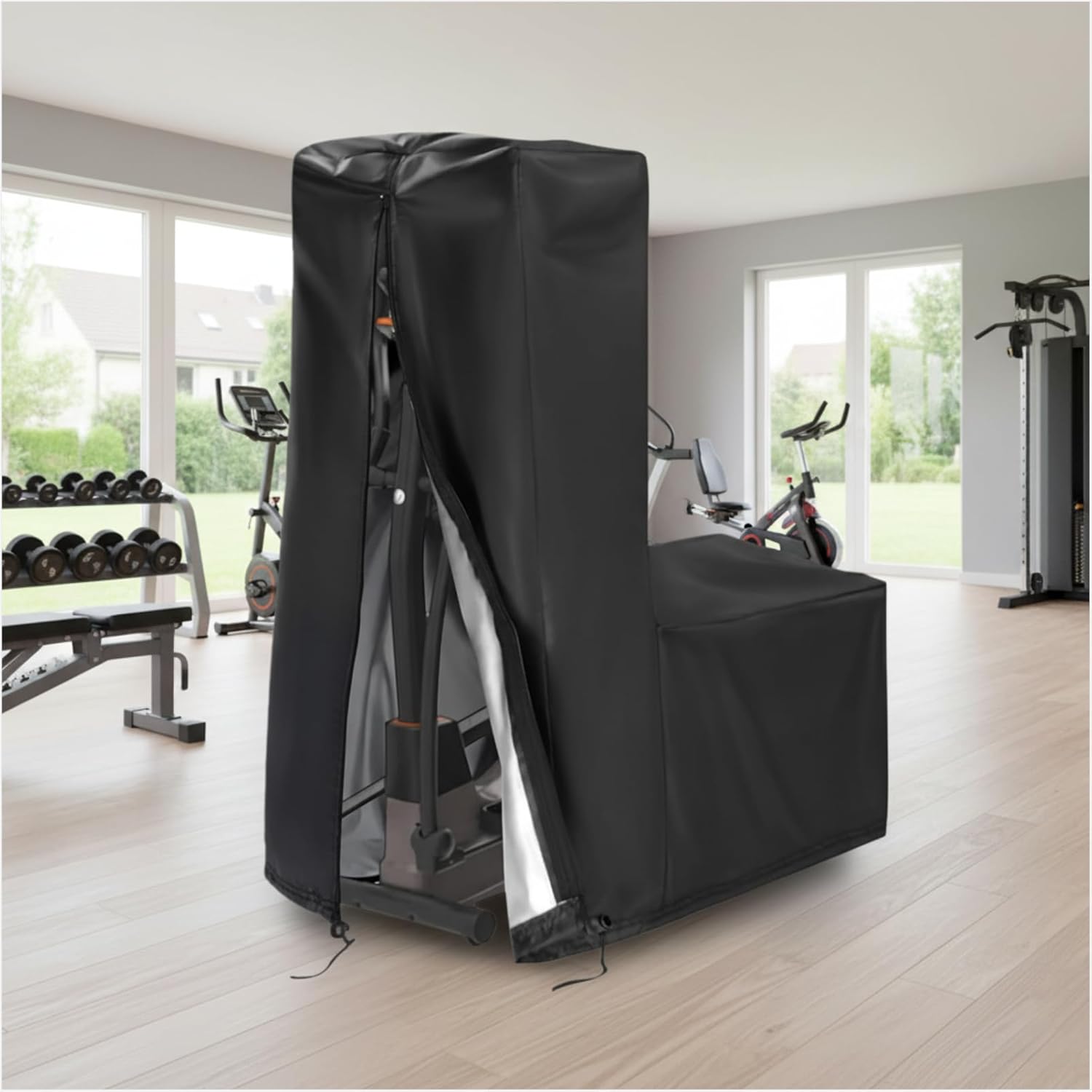 Elliptical Exercise Machine Cover, 420D Heavy-Duty Oxford Waterproof & Dustproof Protective Cover for Indoor Elliptical Trainers, 1Pcs (73″ H × 36″ W × 61″ L)